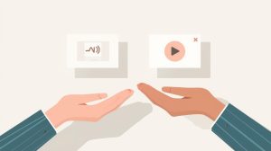 Audio vs video reviews visual showing a business decision between audio feedback and video testimonials